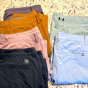 6 pairs of mens golf shorts, size 38, Travis Mathew and Linksoul